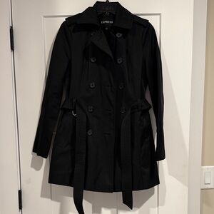 Express Double-Breasted Black Trench Coat